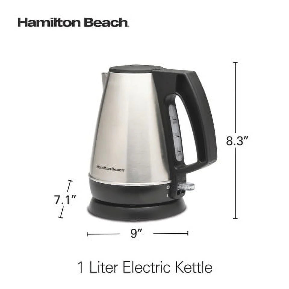 1 Liter Stainless Steel and Black Electric Kettle L51508