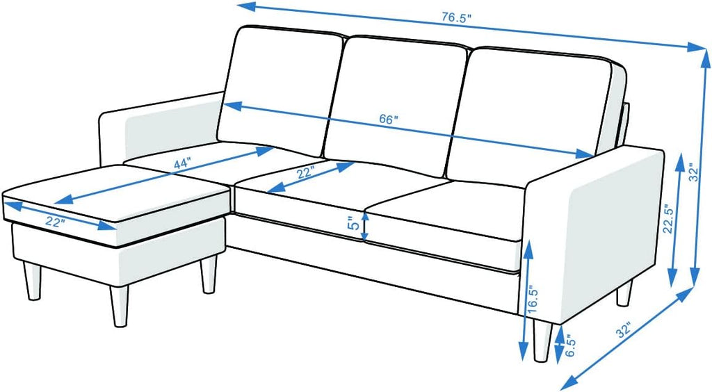 Convertible Sectional L-Shaped Fabric Sofa T813