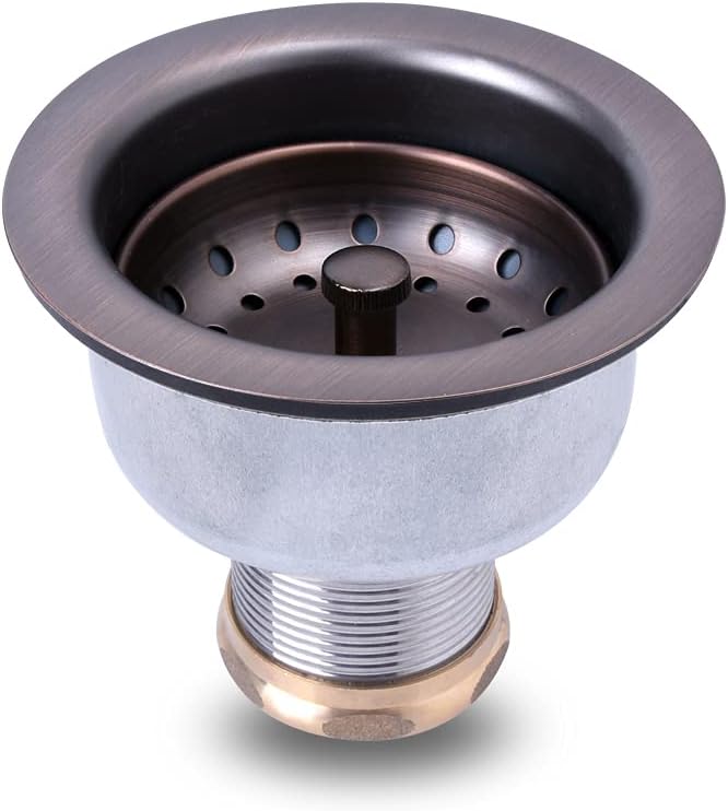 3-1/2 Deep Cup Stainless Steel Kitchen Sink Drain Assembly with Fixed Post Basket W2912
