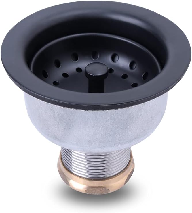 3-1/2 Deep Cup Stainless Steel Kitchen Sink Drain Assembly with Fixed Post Basket W2912