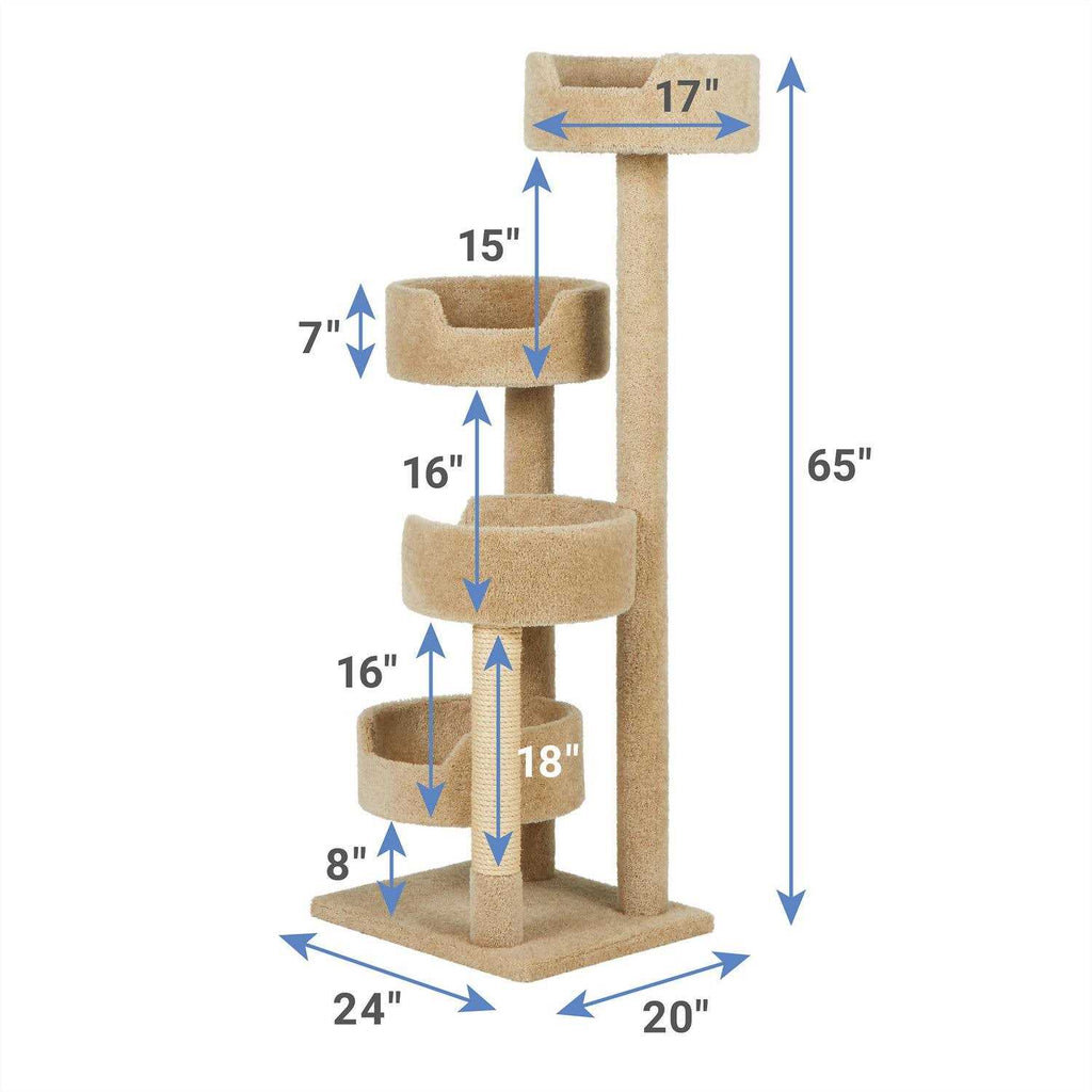 65-in Real Carpet Wooden Cat Tree U49108