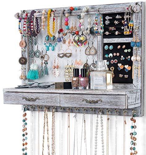 Jewelry Wall Organizer Wall Mounted with Drawers (brown) D78173