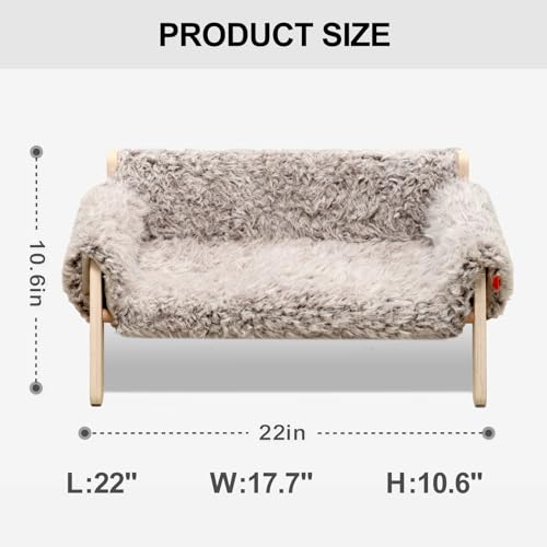 Cat Couch Bed with Removable Mattress Cover (Plush Beige) A60550