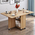 Expandable Rectangle Wood Drop Leaf Dining Table with 6 Wheels W341054