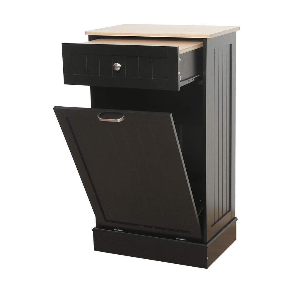 White Tilt Out Trash Cabinet with Cutting Board M3092
