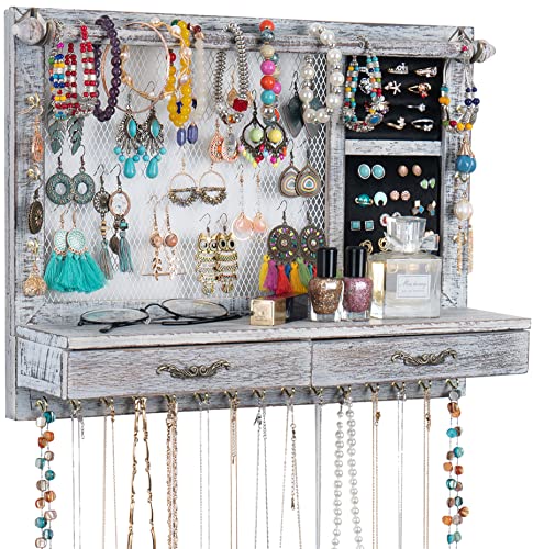 Jewelry Wall Organizer Wall Mounted with Drawers (brown) D78173