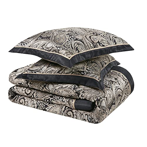 Black 7 Piece Cal King Faux Silk Down Alternative Comforter Set D176
