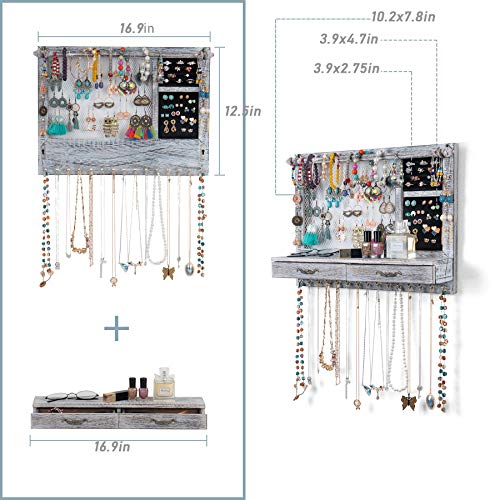 Jewelry Wall Organizer Wall Mounted with Drawers (brown) D78173