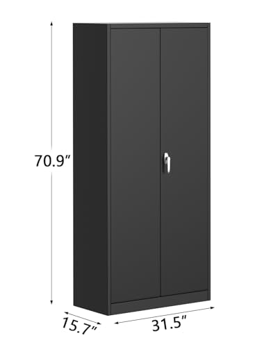 Metal Storage Cabinet with Lock, 4 Adjustable Shelves J420001