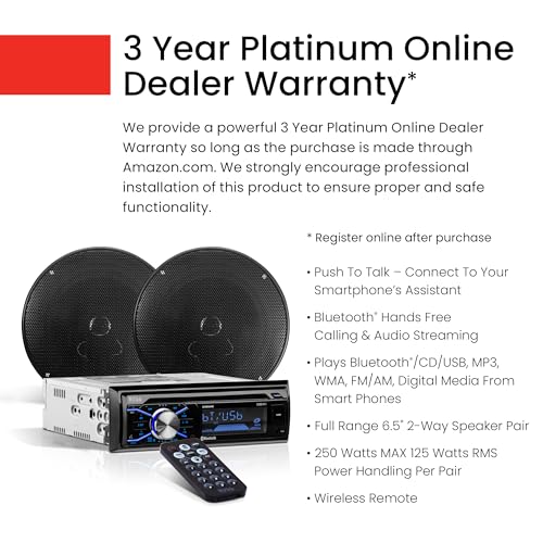 Single Din Bluetooth Car Stereo with 6.5 Inch 2 Way Speakers P595