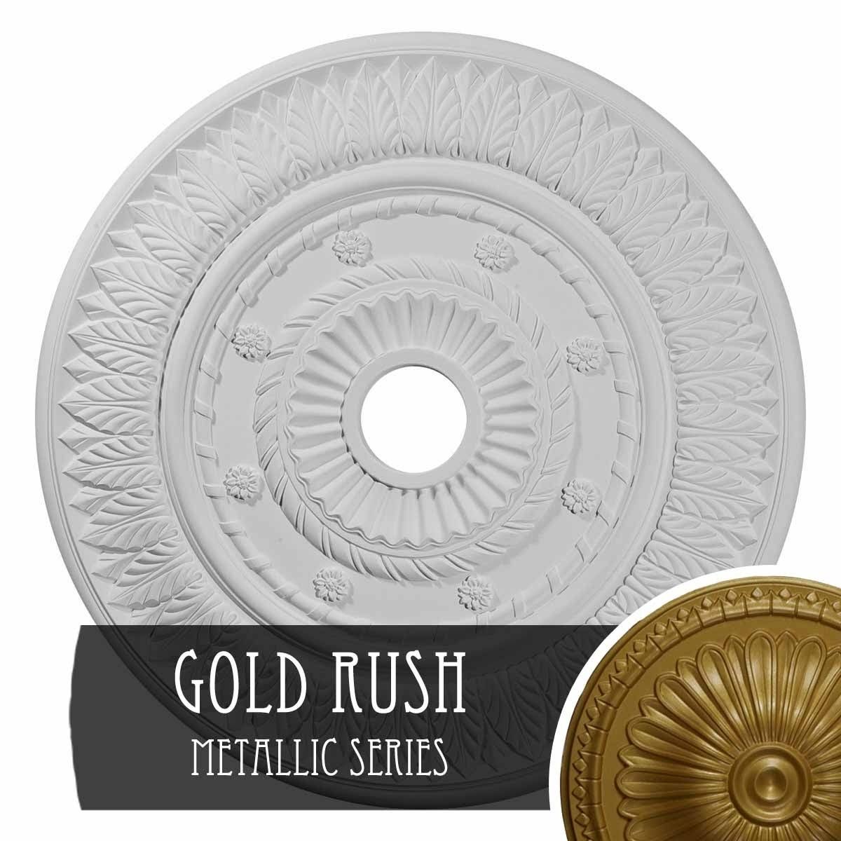 Gold Hand-Painted Leaf Ceiling Medallion W641