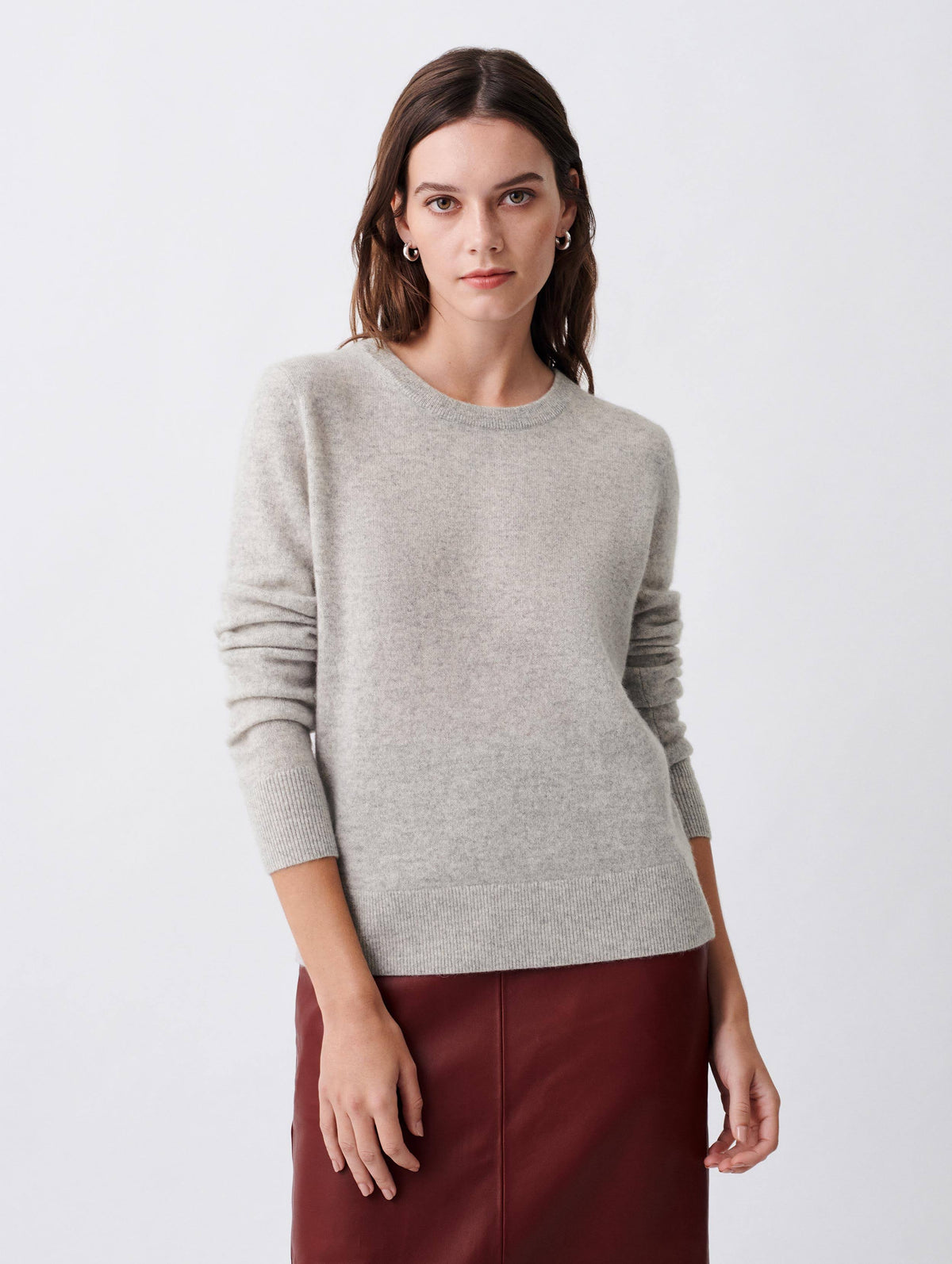 Misty Grey Heather Cashmere Crewneck Q217