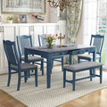 6 Piece Wood Dining Table Set with 4 Upholstered Chairs and Bench Y365404