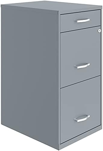 18in Deep 3 Drawer Metal File Cabinet Pearl White L657806