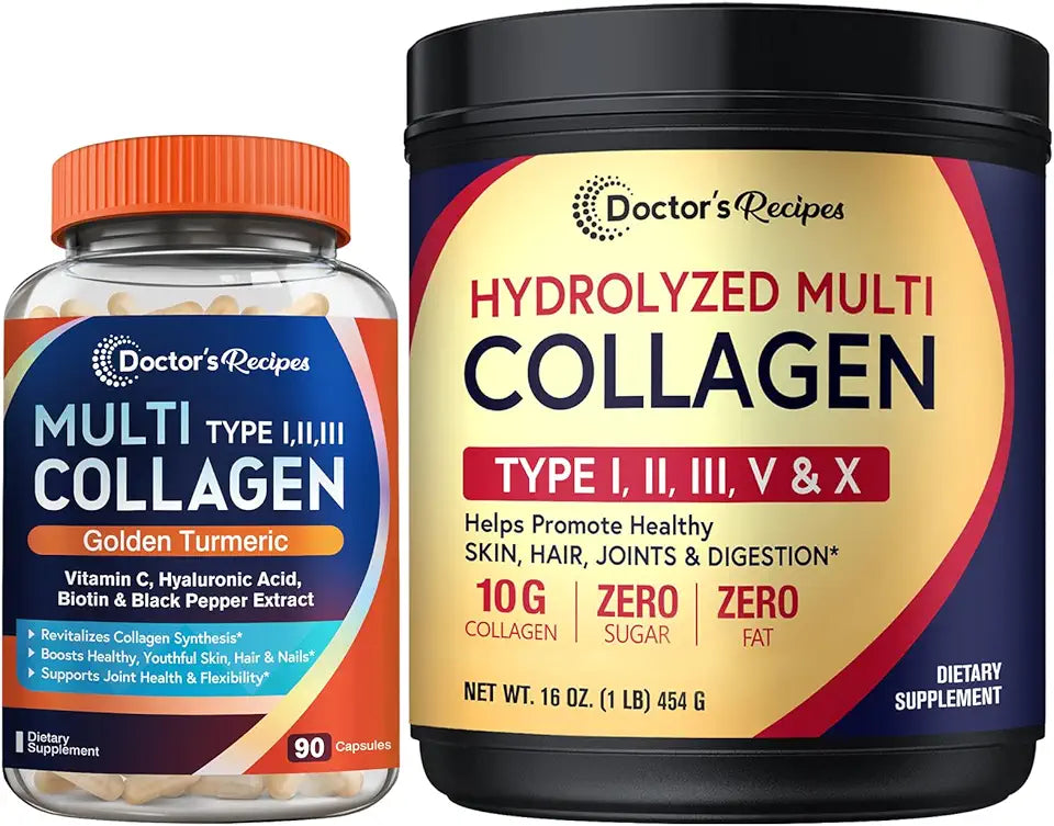 Multi Collagen Peptides Powder 16oz and Multi Collagen Capsules 90 Caps N813272