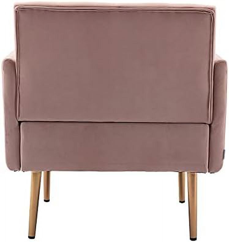 Pink Velvet Single Sofa Arm Chair with Metal Legs Y42044