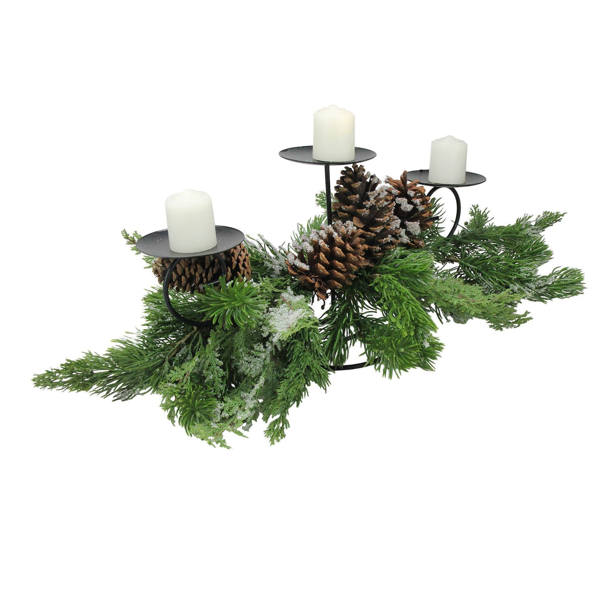 Green Pine Cones Christmas Candle Holder B388