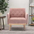 Pink Velvet Single Sofa Arm Chair with Metal Legs Y42044