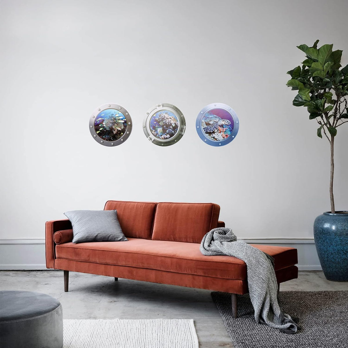 3 Pcs Peel and Stick Removable 3D Fish Sea Life Wall Sticker P235599