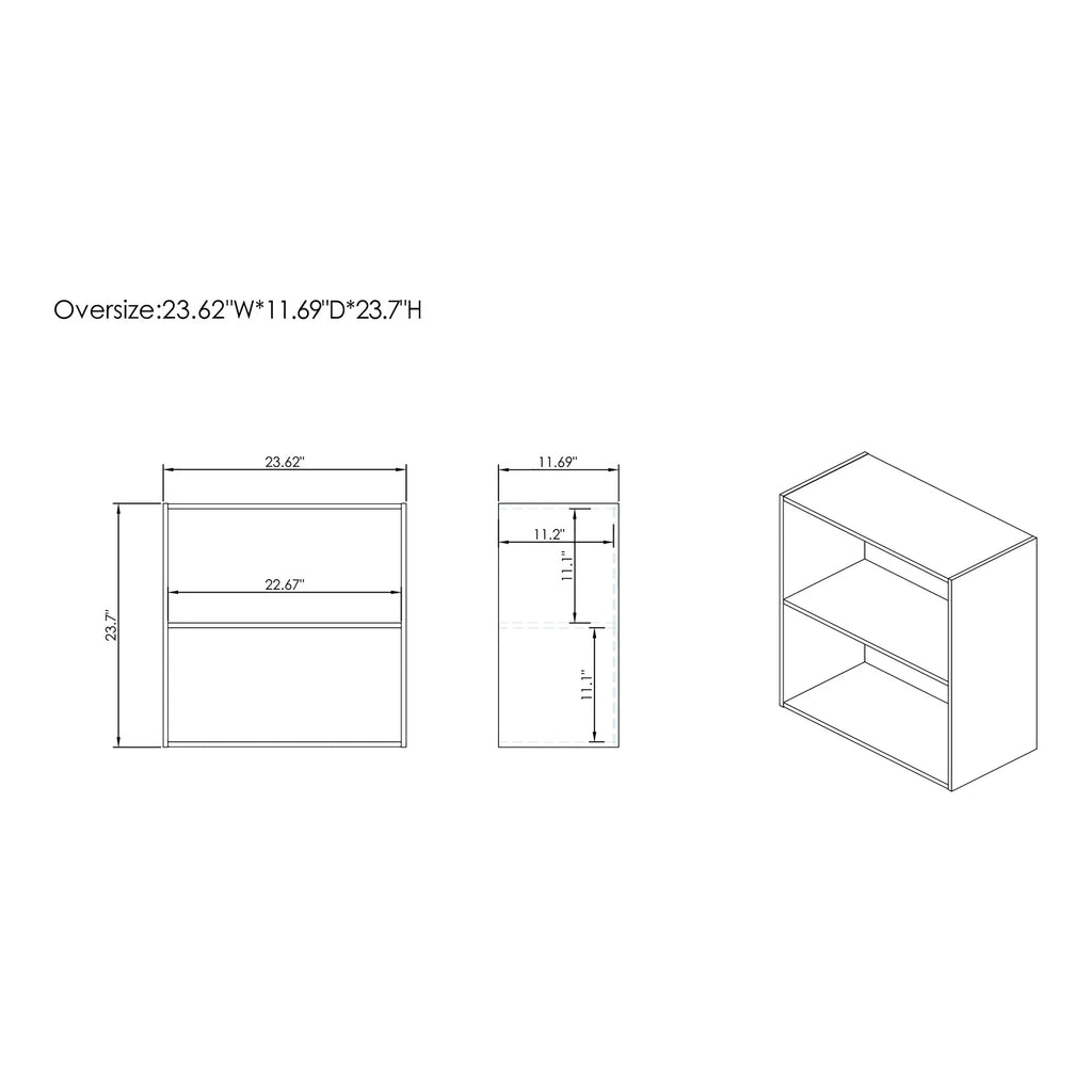 White 2-Tier Wood Bookcase T6942