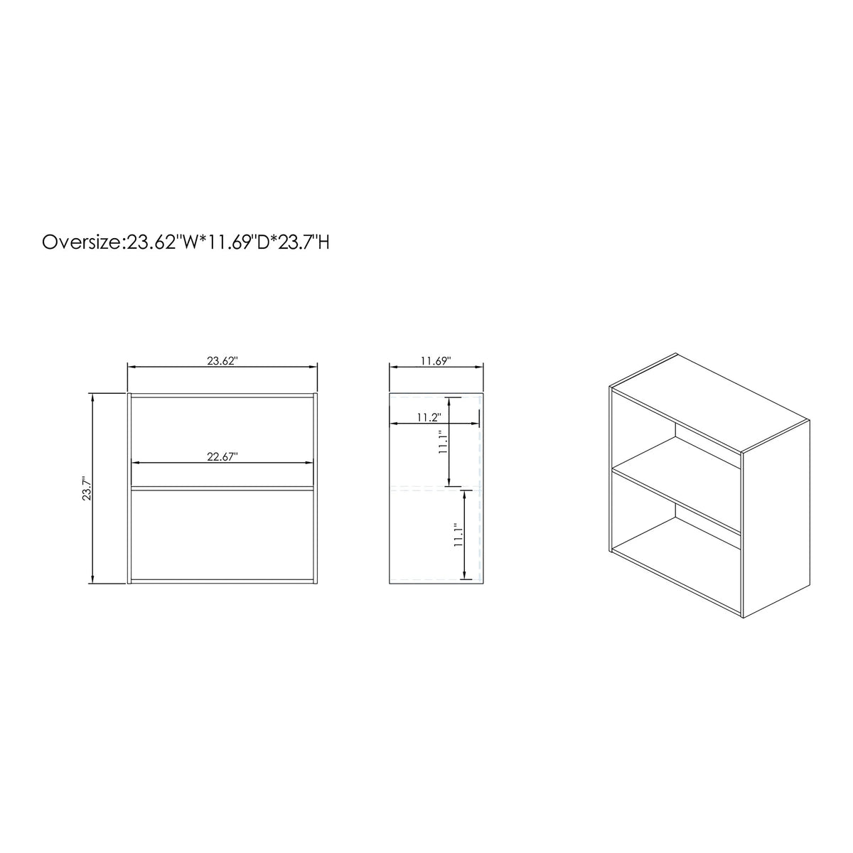 White 2-Tier Wood Bookcase T6942