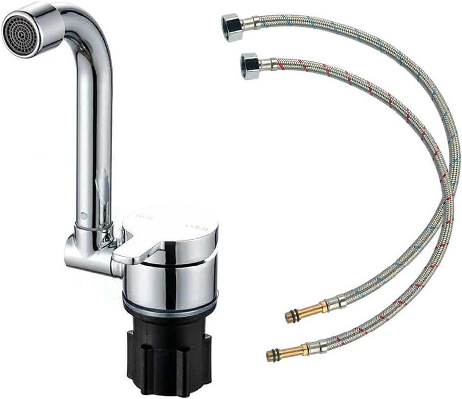 RV Kitchen Sink Stainless Steel Hand Wash Basin with Folded Faucet Tempered Glass Lid D948429