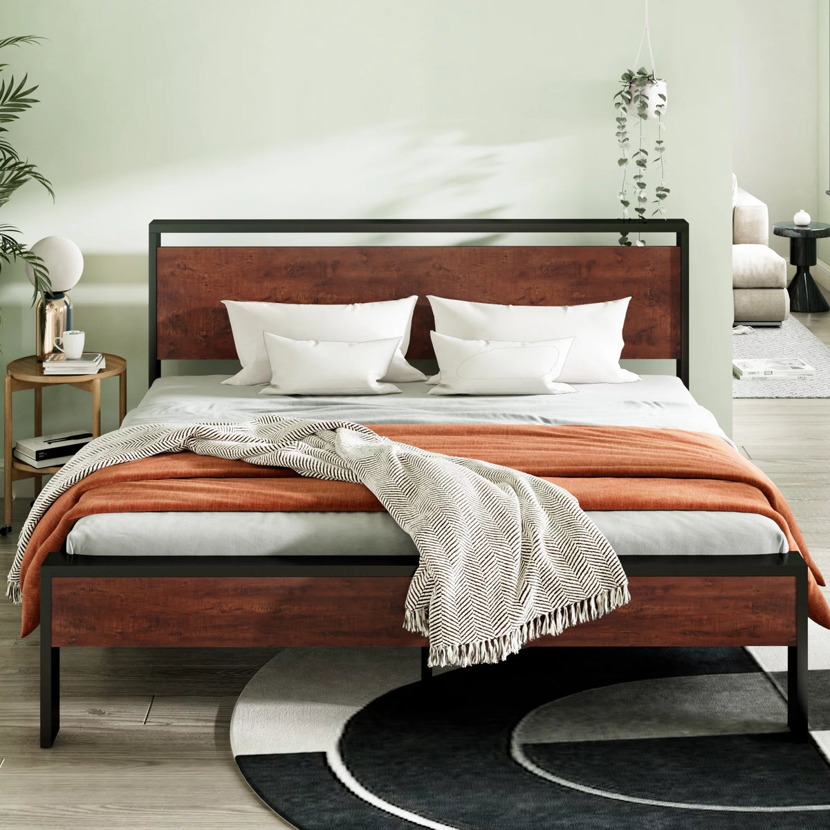 King Size Wood Bed Frame with Headboard Y995