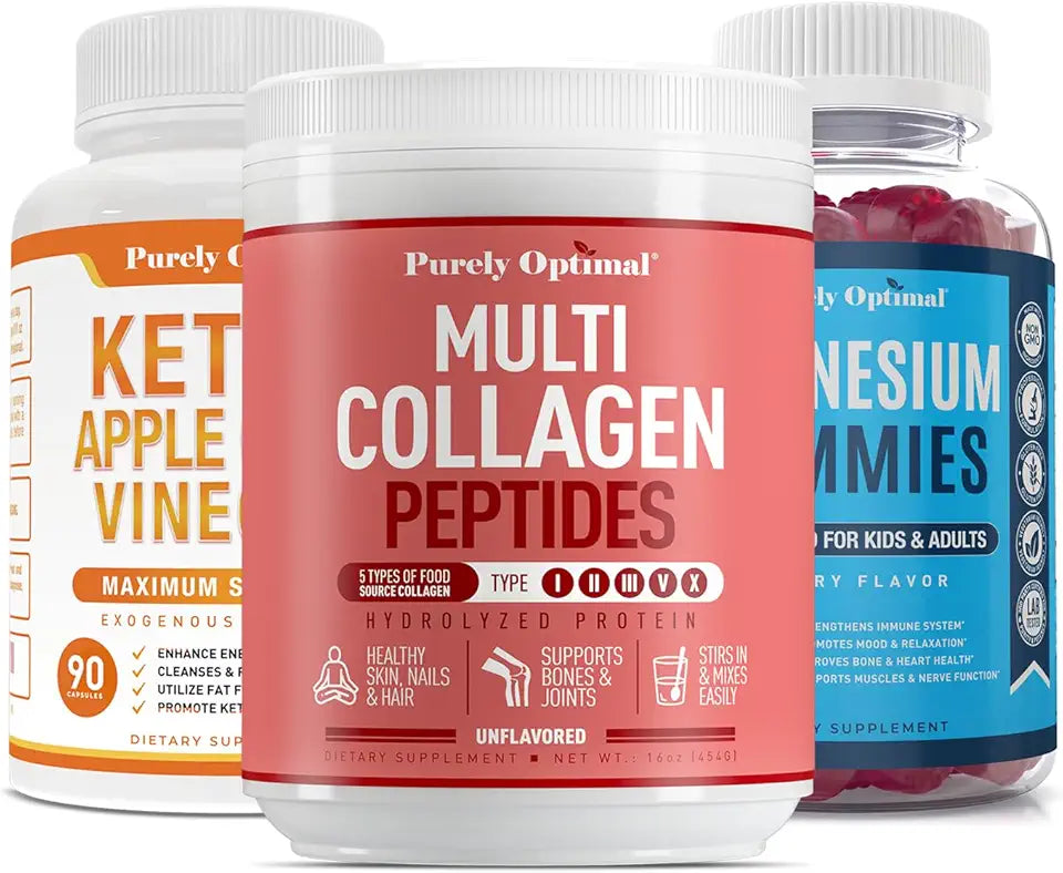 Keto Pills + Apple Cider Vinegar Capsules + Multi Collagen Powder + Magnesium Gummies D36928
