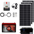 1.3KWH 12V Solar Power System Kit with 300W Mono Solar Panels, 30A MPPT Charge Controller, 2KW Pure Sine Wave Inverter H25848