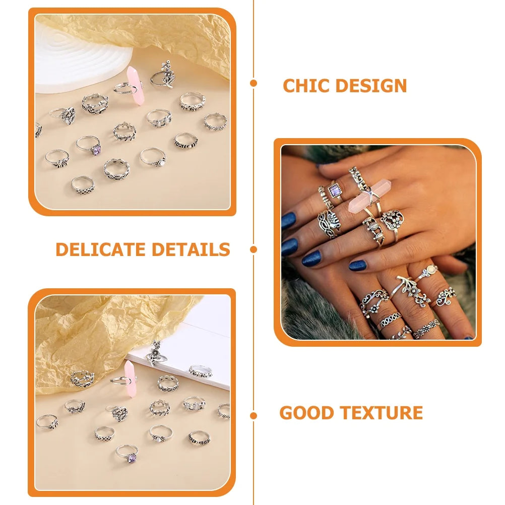 15 Pcs Beaded Alloy Knuckle Rings V34463