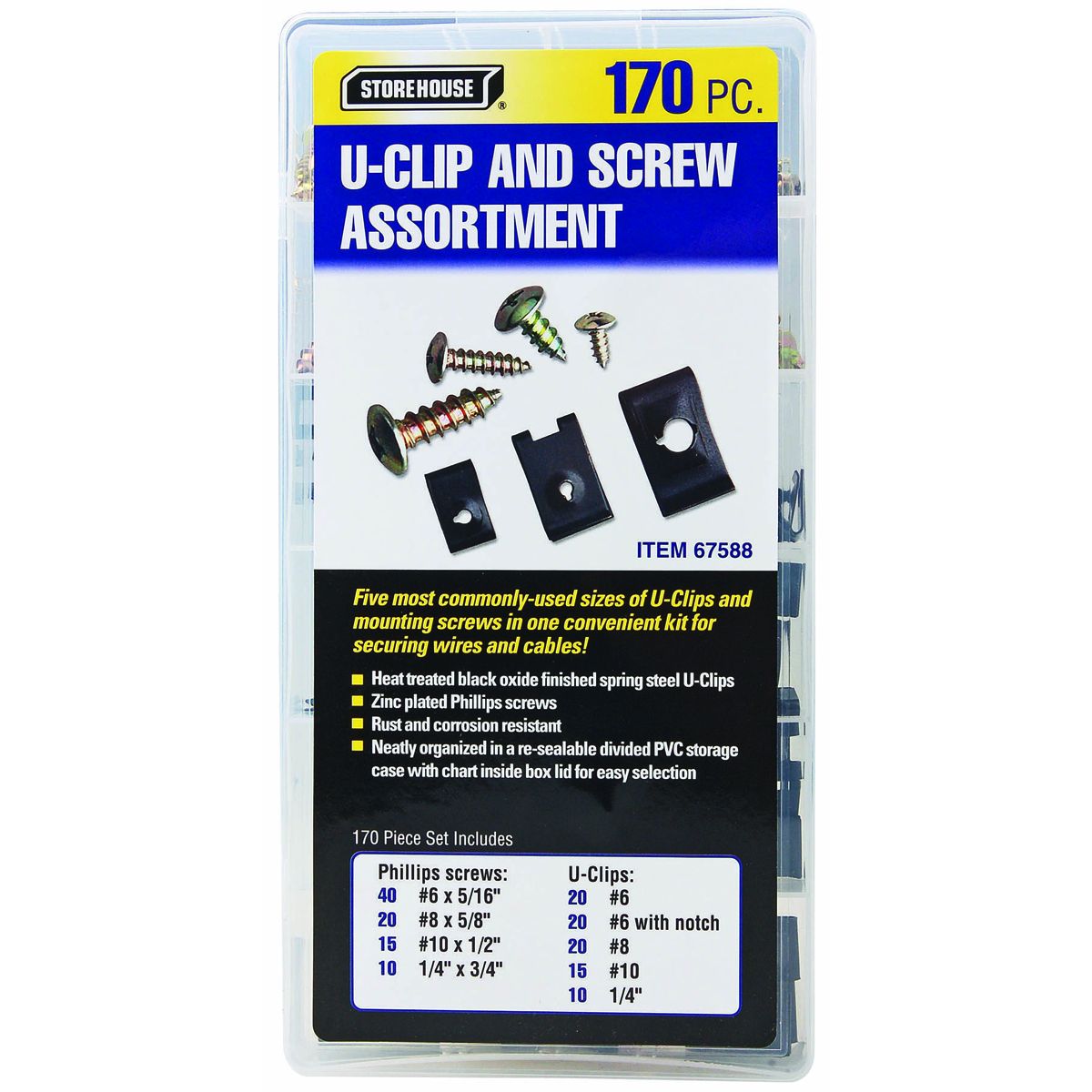 U-Clip and Screw Assortment, 170 Piece Z949624