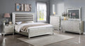 6pc Queen Size Upholstery LED Bed Dresser Mirror Nightstand Chest Wooden Bedroom Furniture Set W6197