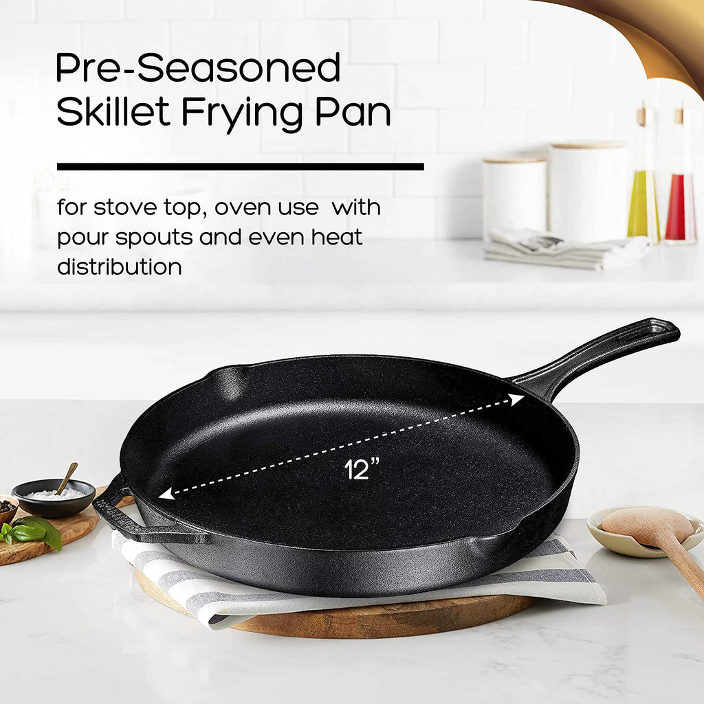 12'' Black Cast Iron Frying Pan Y713