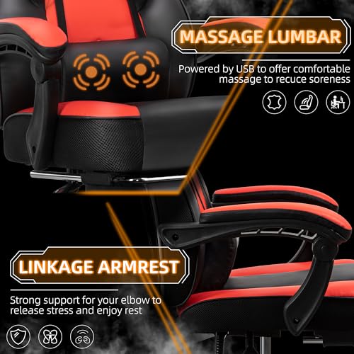 Grey Ergonomic Gaming Chair with Footrest and Massage Lumbar Support Q4595