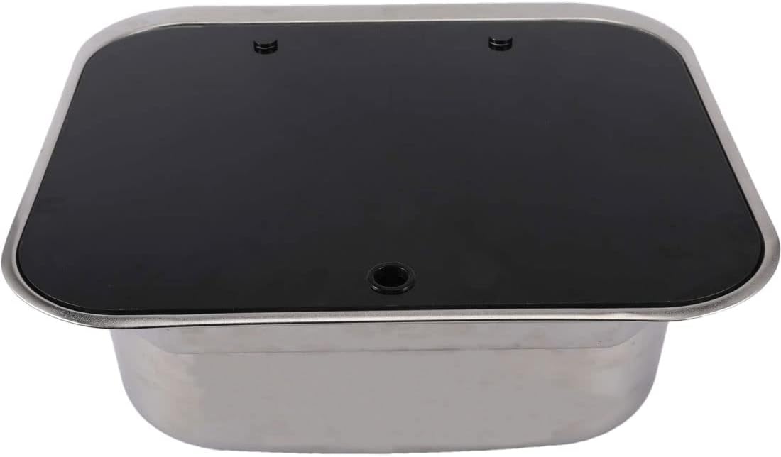 RV Kitchen Sink Stainless Steel Hand Wash Basin with Folded Faucet Tempered Glass Lid D948429