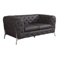Modern Brown Italian Leather Loveseat E786