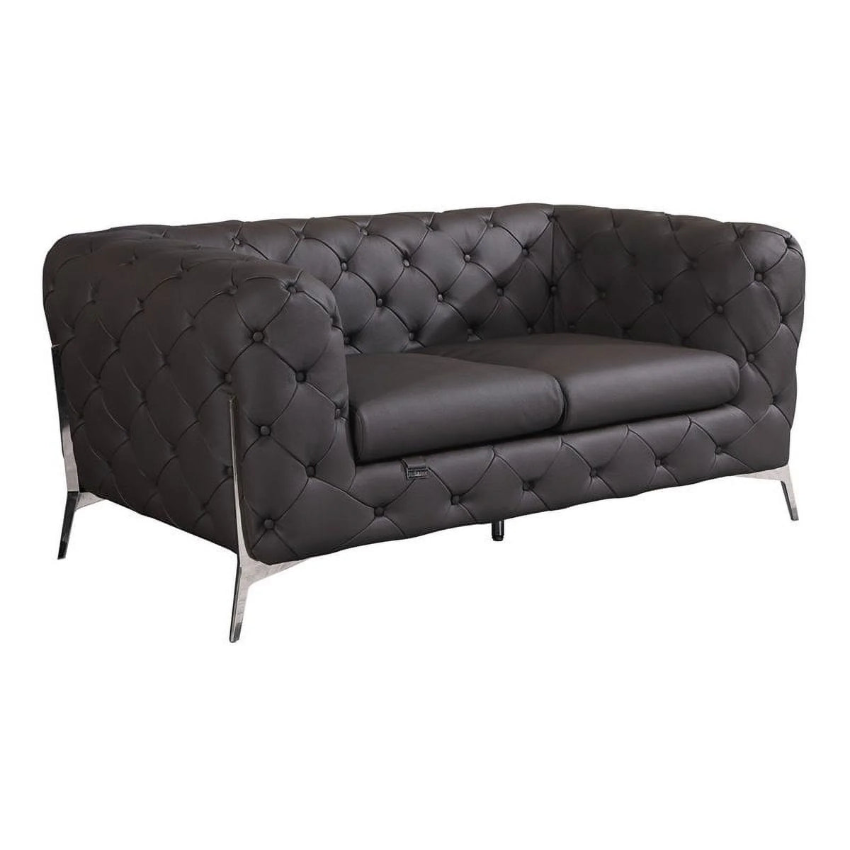 Modern Brown Italian Leather Loveseat E786