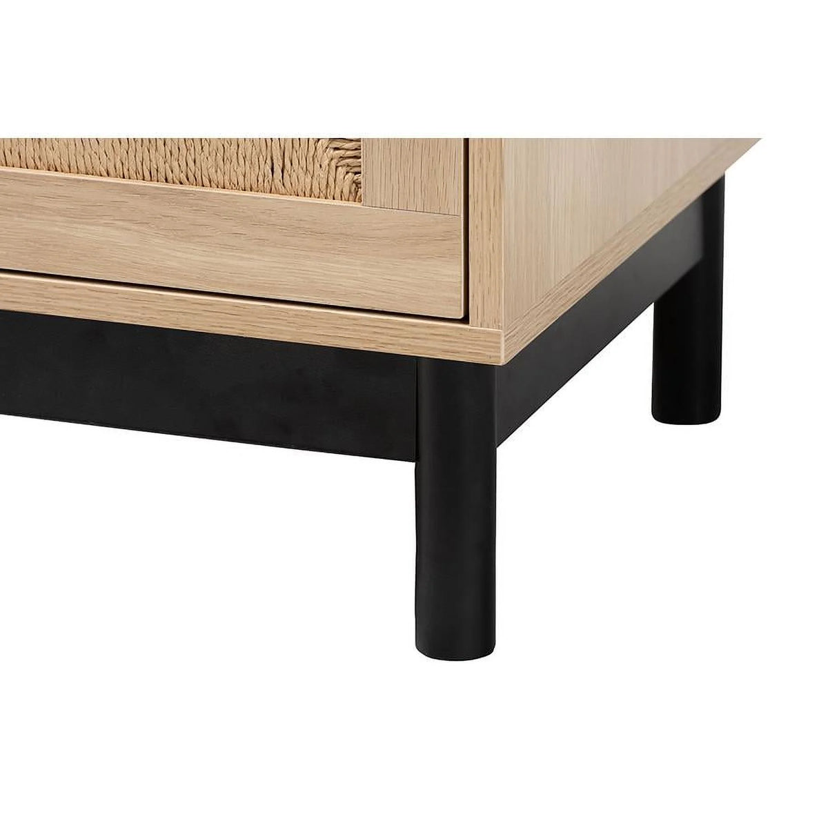 Light Brown Black Wood 2-Drawer Square End Table W478275