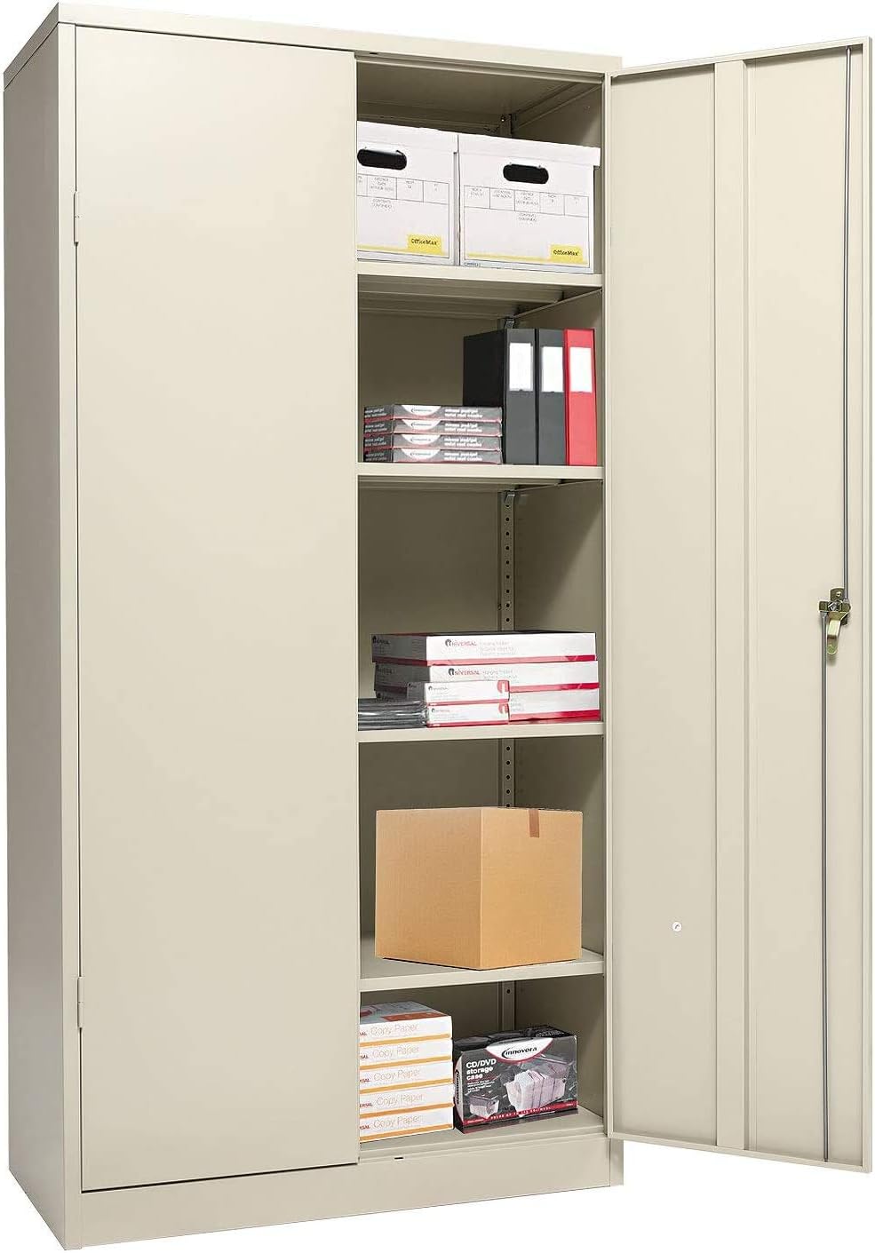 Grey Metal Storage Cabinet with Locking Doors and 2 Adjustable Shelves P221