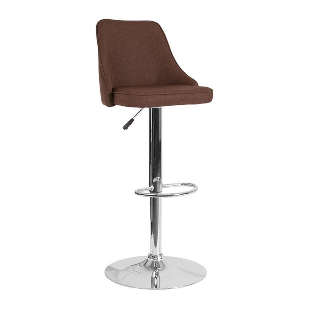 Brown Fabric Adjustable Height Barstool O844058