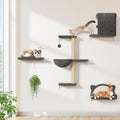 Cat Wall Shelves 4-in-1 Climbing Wall Furniture Set with Scratching Posts, Cat Bed & Sofa, Gray Z1048