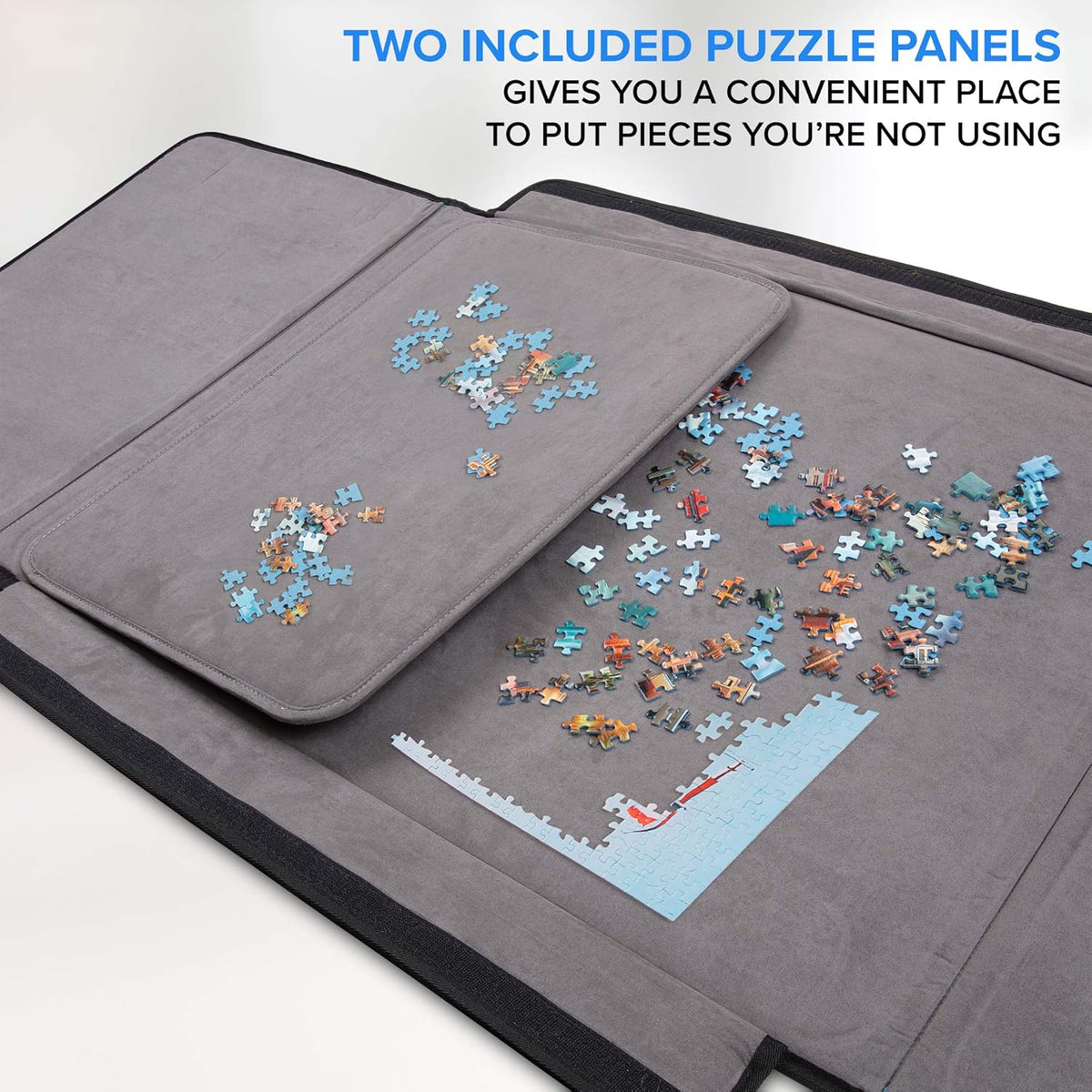 1000-Piece Jigsaw Puzzle Mat with Non-Slip Felt Surface, 2 Removable Trays, Carry Handle Pack of 2 T958003