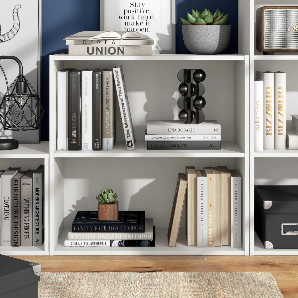 White 2-Tier Wood Bookcase T6942