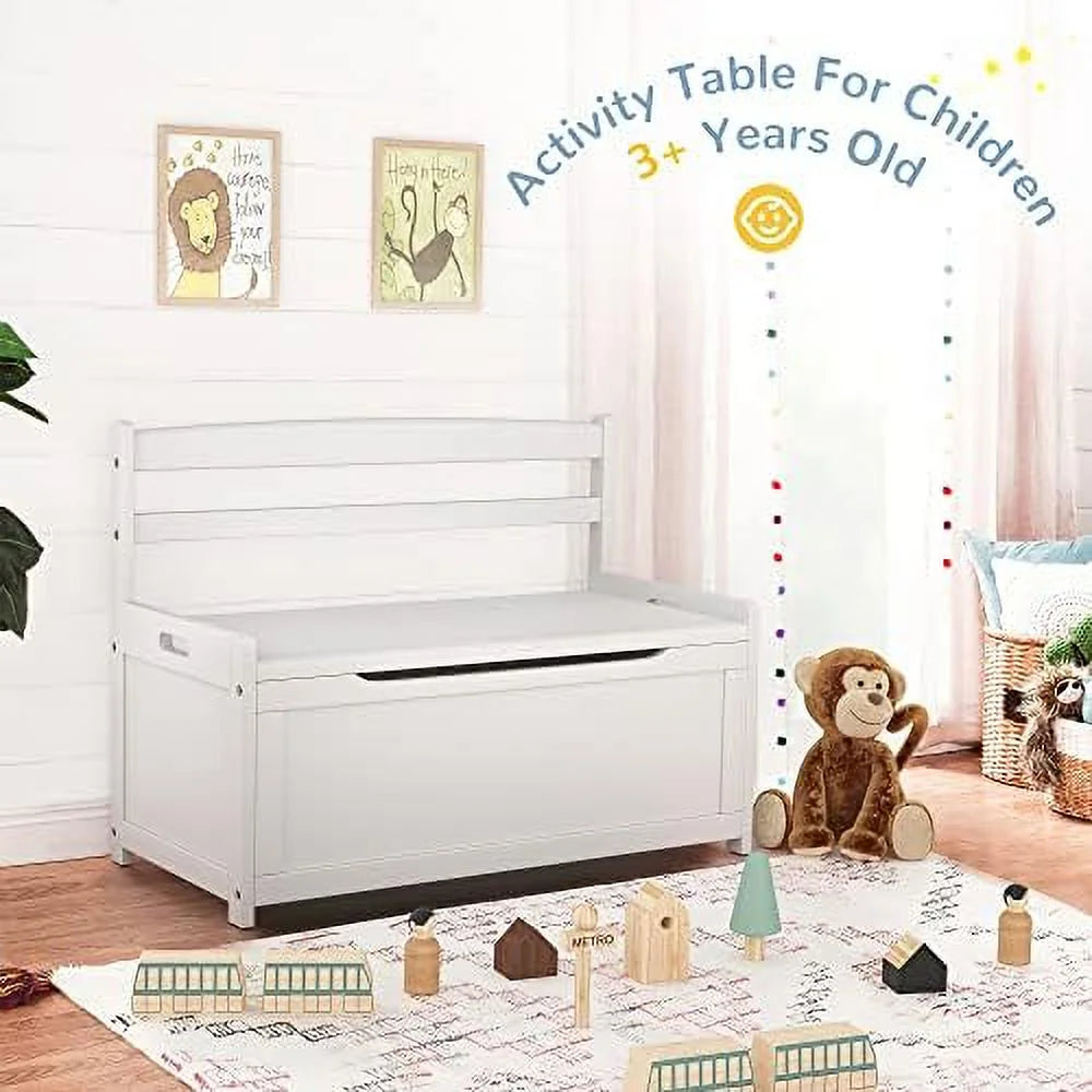 White Rubber Wood Toy Box L76686
