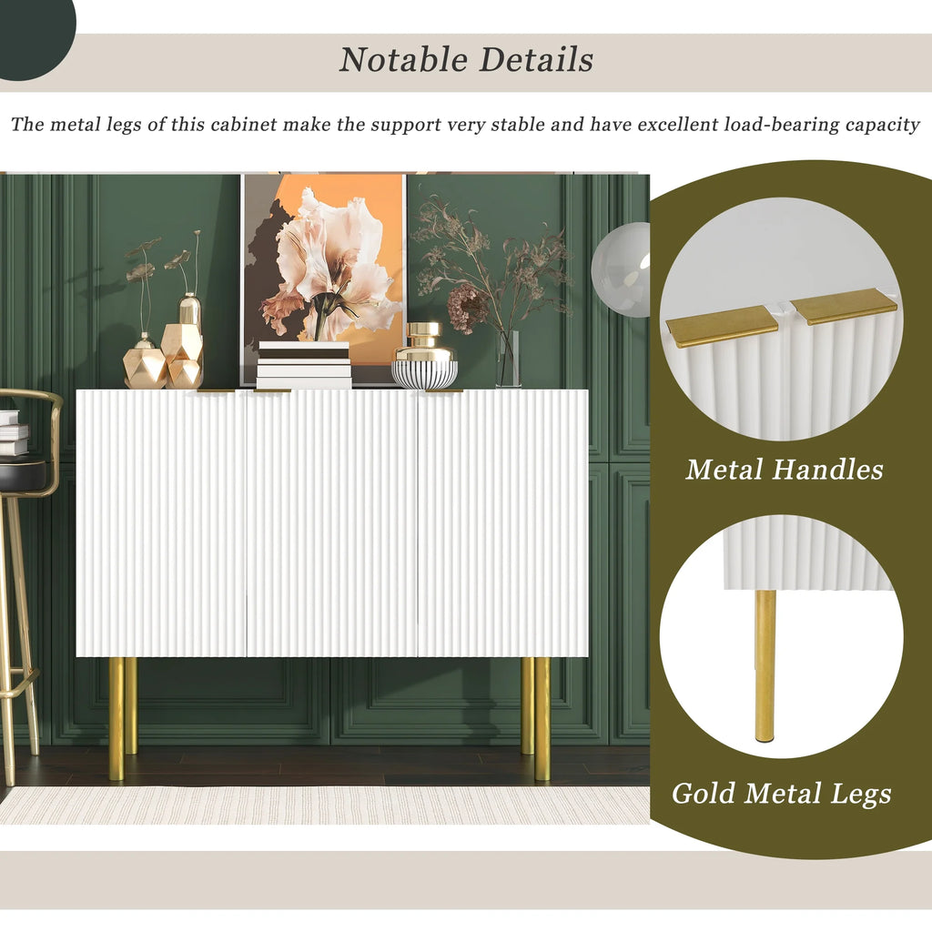 White Wood Buffet Cabinet with Storage S2022