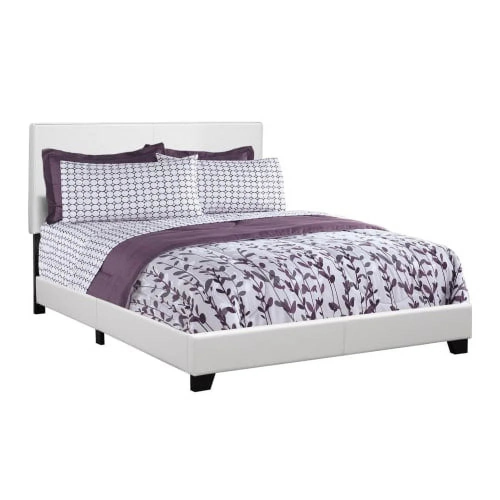 Queen White Faux Leather Bed A93388