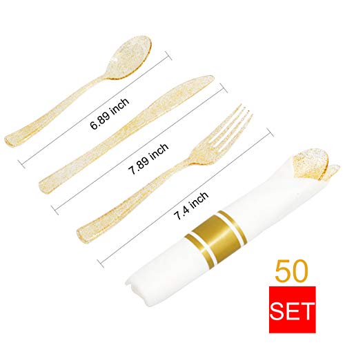 350 Pieces Gold Glitter Disposable Dinnerware Set J8423