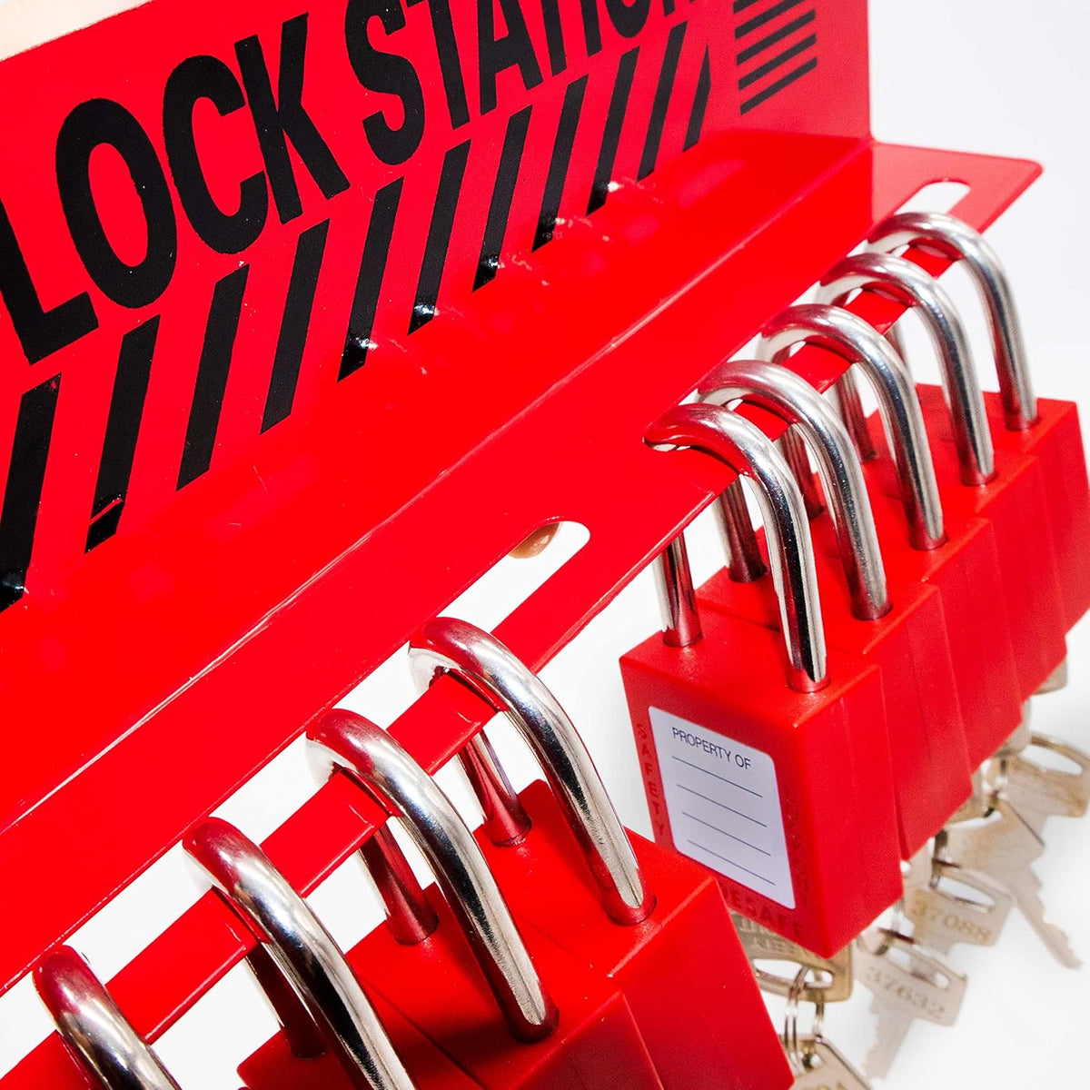 10 Padlocks Included Lockout Tagout Station with Carbon Steel Body I339
