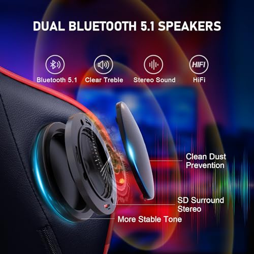 Gaming Chair with Footrest Speakers Bluetooth Ergonomic C636