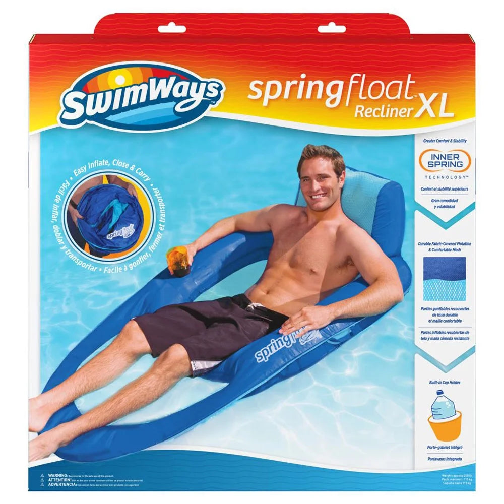 Dark & Light Blue Inflatable Floating Chair with Cup Holder (2 Pack) L509